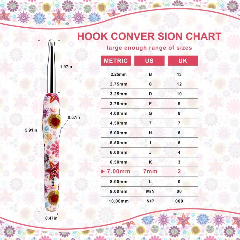 LOOEN 7mm Crochet Hook, Ergonomic Handle for Arthritic Hands, Soft Rubber Grip Extra Long Knitting Needles for Beginners and Knitting Crocheting Yarn (7mm) - Image 2